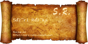 Sári Réka névjegykártya